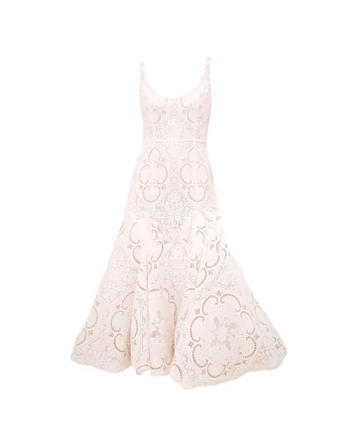 Alexis Pink Antibes Guipure-Lace Midi Dress