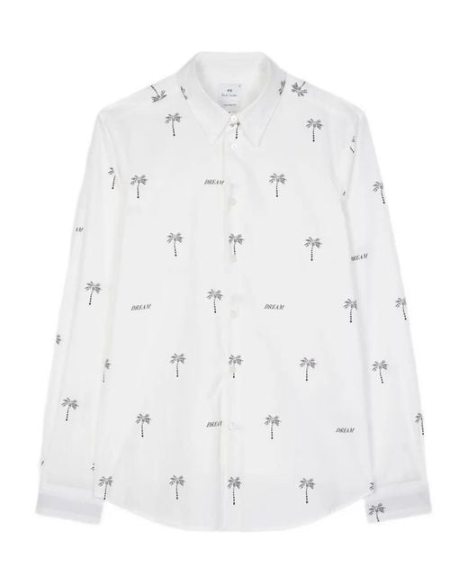 Camicia Con Stampa di Paul Smith in White da Uomo
