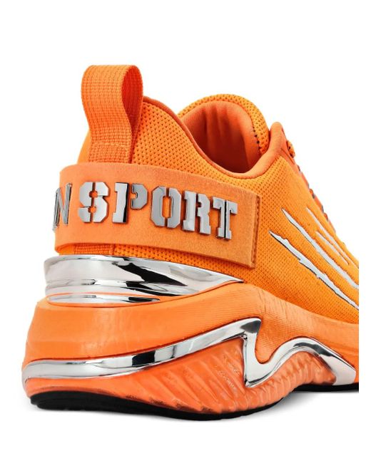 Philipp Plein Orange Logo-Embellished Sneakers