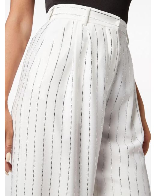 Philipp Plein White Striped Tailored Trousers
