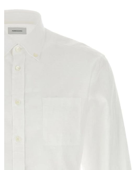 Ferragamo White 'Gancini' Jacquard Shirt for men