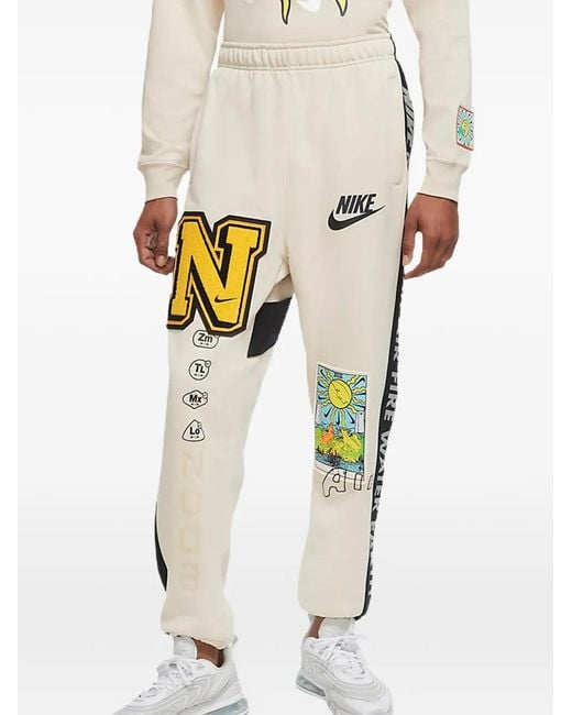 Nike White Patchwork Track Pants for men