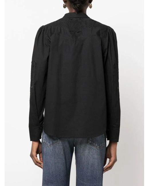 Rag & Bone Black Jade Long-Sleeve Blouse