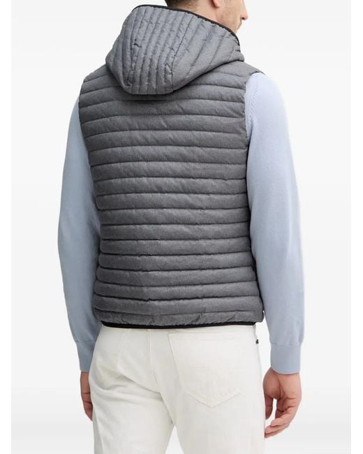 Trussardi Black Hooded Quilted Gilet for men