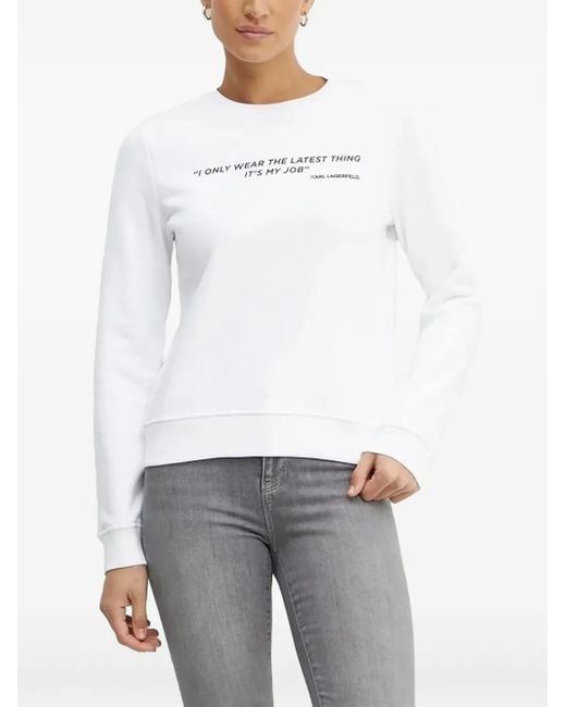 Karl Lagerfeld White Crew-Neck Sweatshirt