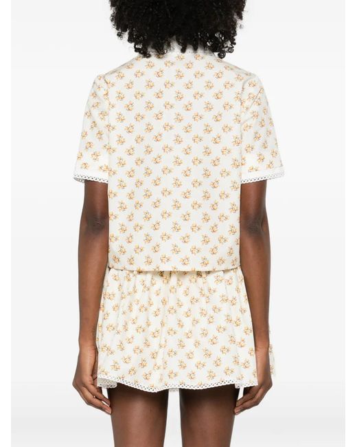 Maje White Patterned Shirt With Croquet Trim