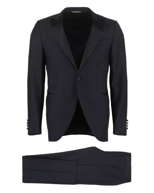 Traje de lana con solapas de pico Canali de hombre de color Black