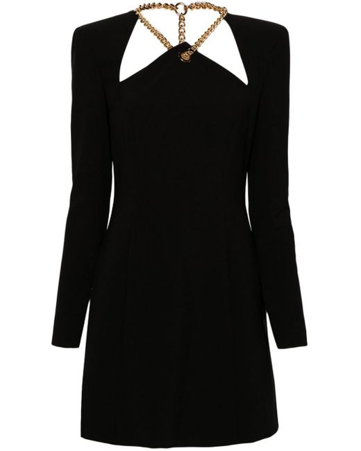 Robe courte à détail de chaîne Moschino en coloris Black
