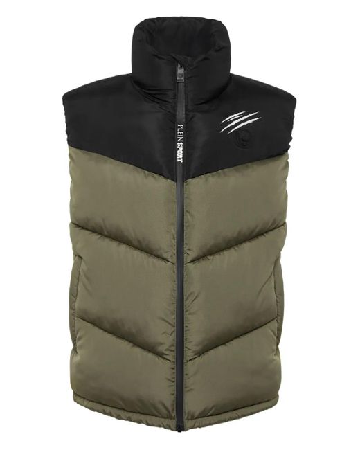 Philipp Plein Green Puffer Jacket Vest for men