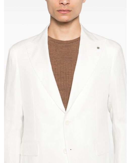Tagliatore White Single-breasted Linen Suit for men