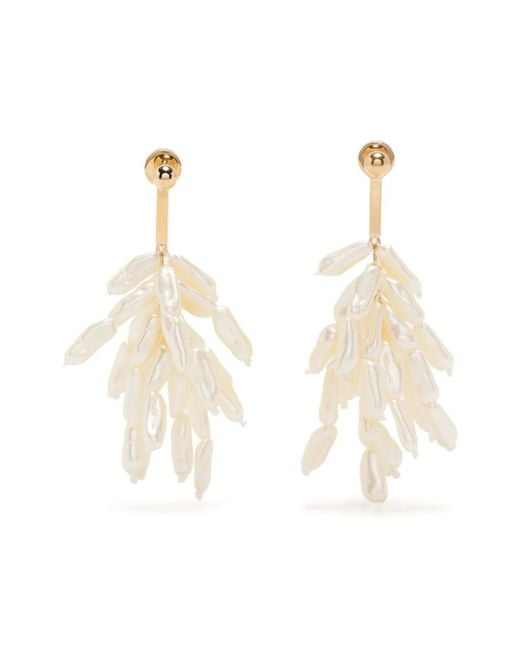 Rejina Pyo White Reverse Pom Pom Earrings