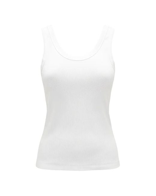 ODEEH White Ribbed-Knit Tank Top