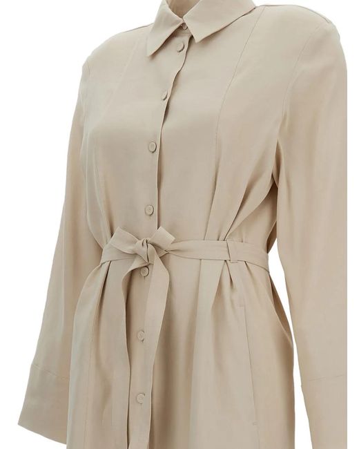 Max Mara Natural Belted Button-Down Dress