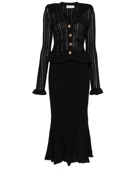 Self-Portrait Black Long Knitted Dress