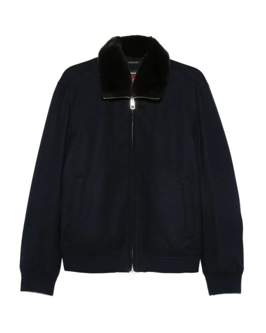 Montecore Black Contrasting-Collar Zip-Up Jacket for men