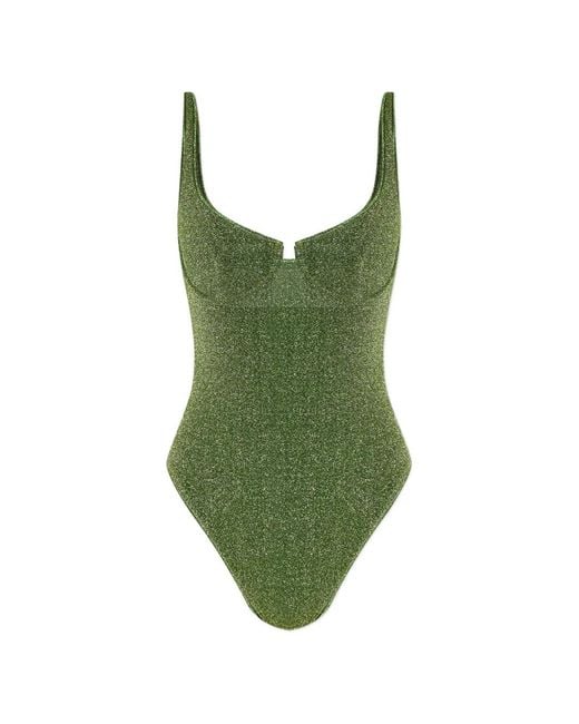 Oseree Green Cut-Out Swimsuit