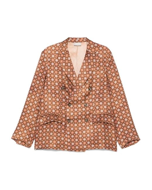 Pierre Louis Mascia Brown Fancy Blazer