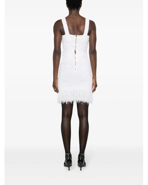 Balmain Tweed Rok Met 6 Knopen En Franje in het White