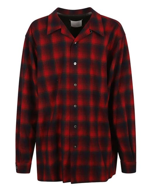 Maison Margiela Red Plaid Label-Detail Shirt for men