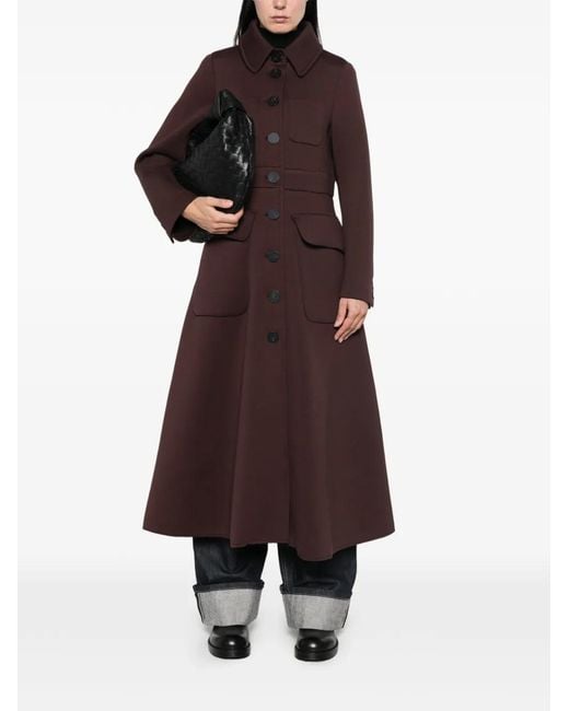 Psophia Purple Button-Up Flared Coat
