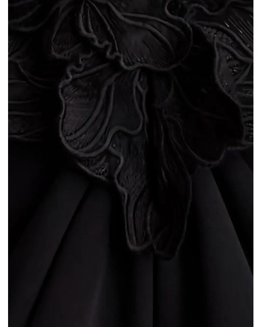 Tadashi Shoji Black Floral-Embellished V-Neck Jumpsuit