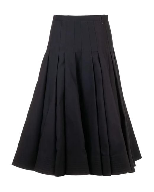 Valentino Garavani Black Pleated Panelled Skirt