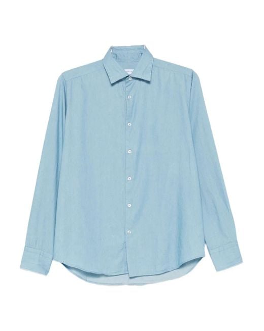 メンズ Manuel Ritz Washed Cotton-chambray Shirt Blue