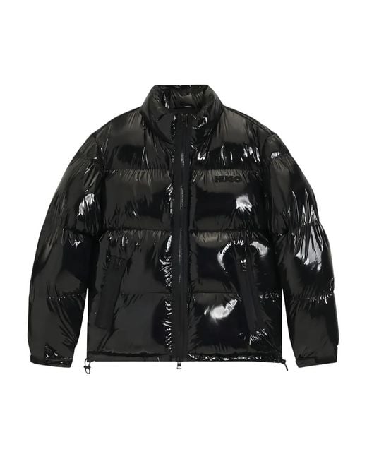 HUGO Black Adjustable-Hem Padded Jacket for men
