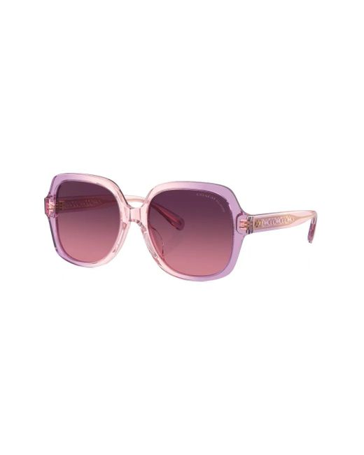 COACH Purple Square-Frame Logo-Engraved Sunglasses
