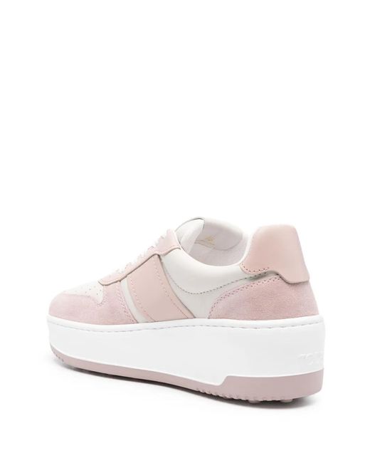 Tod's Pink Leather Platform Sneakers