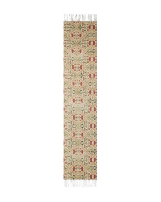 Pierre Louis Mascia Natural Geometrisch gemusterter Schal mit Fransensaum