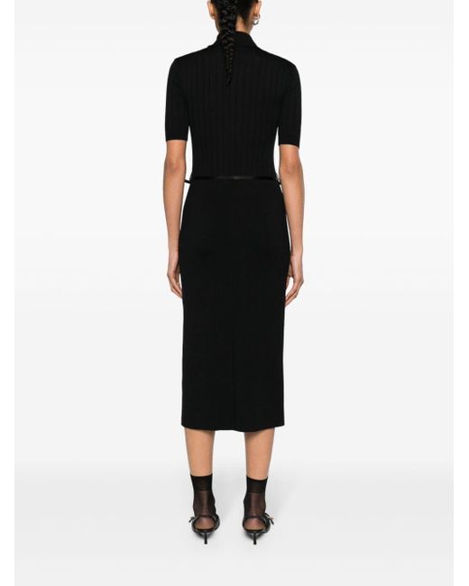 Givenchy Black Belted Wool Midi Dress