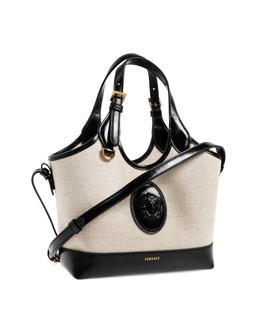 Versace Black Rivière Small Canvas Tote