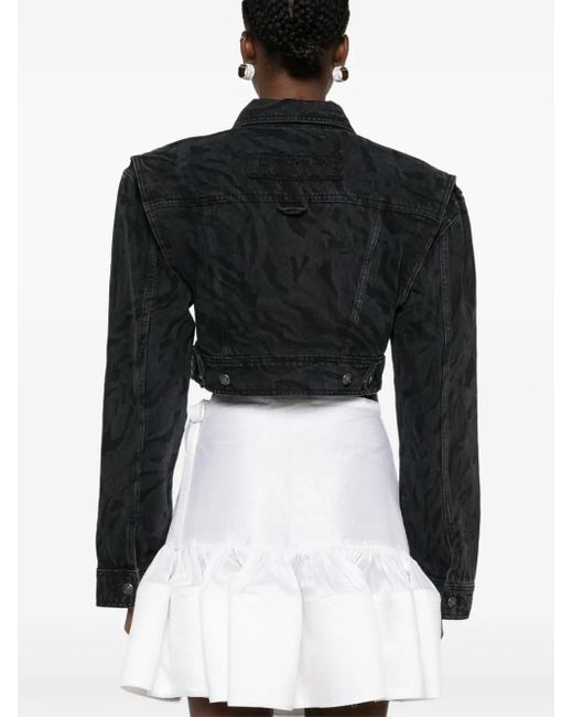 ROTATE BIRGER CHRISTENSEN Black Zebra-Print Denim Jacket