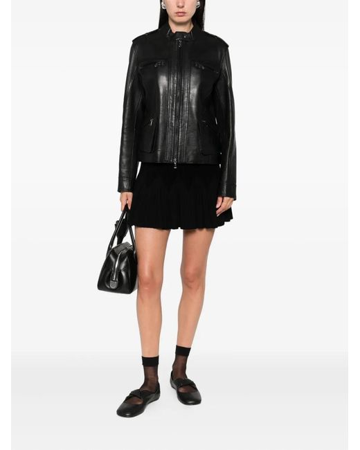 P.A.R.O.S.H. Black Zip-Up Leather Jacket