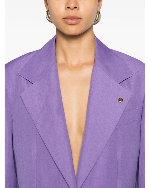 Versace Purple Peak-Lapel Single-Breasted Blazer