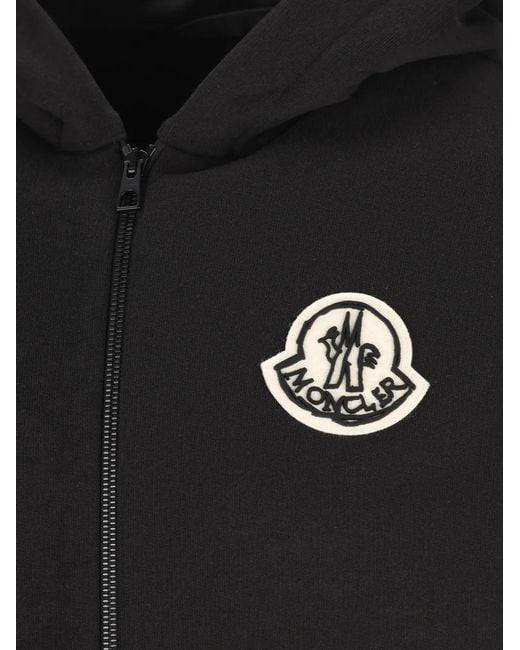 Moncler Black Logo-Patch Zip-Up Hoodie for men