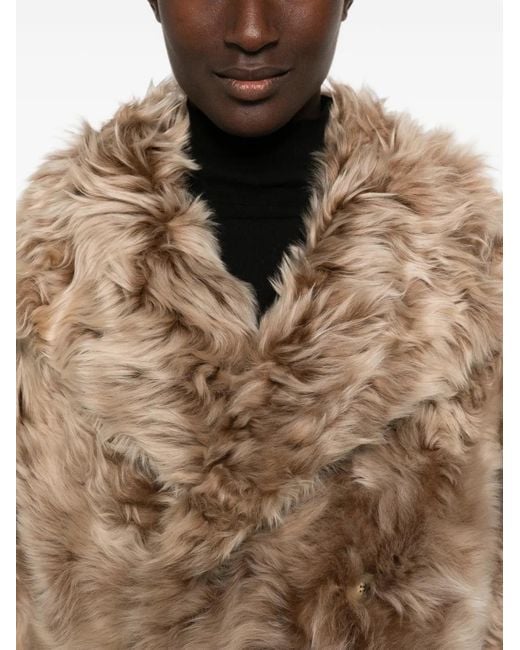 Yves Salomon Natural Shearling Double-Breasted Jacket