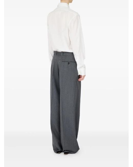 Maison Margiela Gray Tailored Wide-Leg Trousers With High Waist