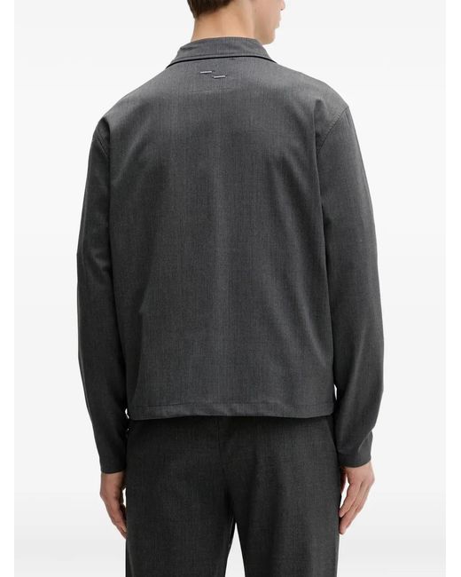 Filling Pieces Gray Zip Embroidered Jacket for men