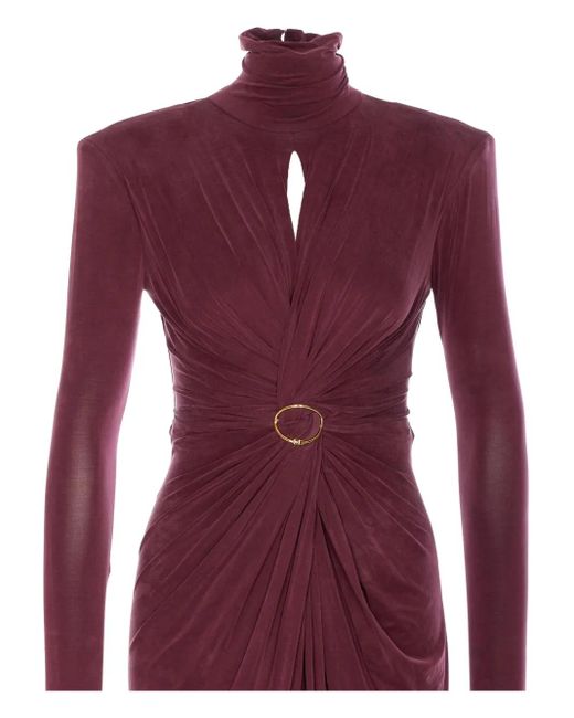 Elisabetta Franchi Purple High-Neck Gathered Maxi Dress
