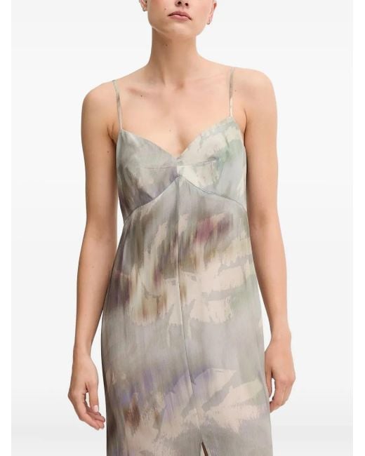 Vestido largo con estampado abstracto Sandro Ferrone de color Gray