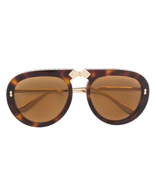 Gucci Brown Aviator Foldable Sunglasses