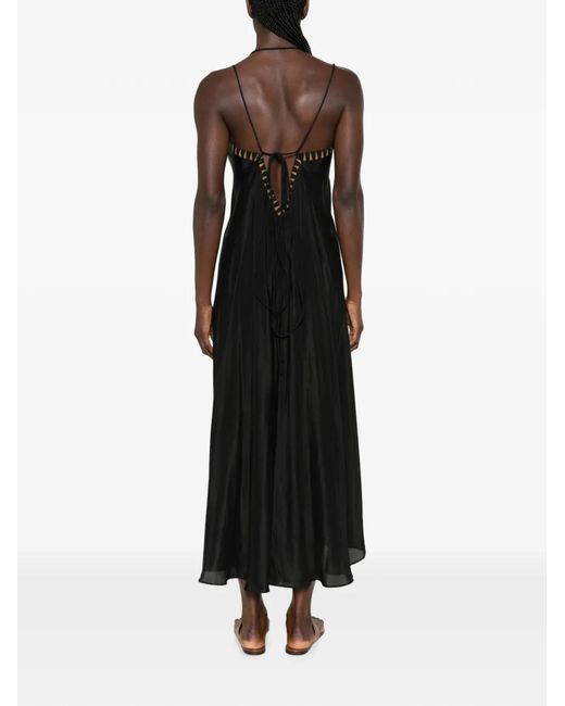 VOLANTIS Black V-Neck Midi Dress