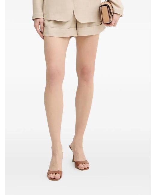Fracomina Natural Pleat-Detail Turn-Up Shorts