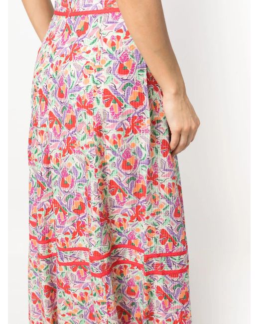 Ba&sh Red Aliya Graphic-Print Skirt