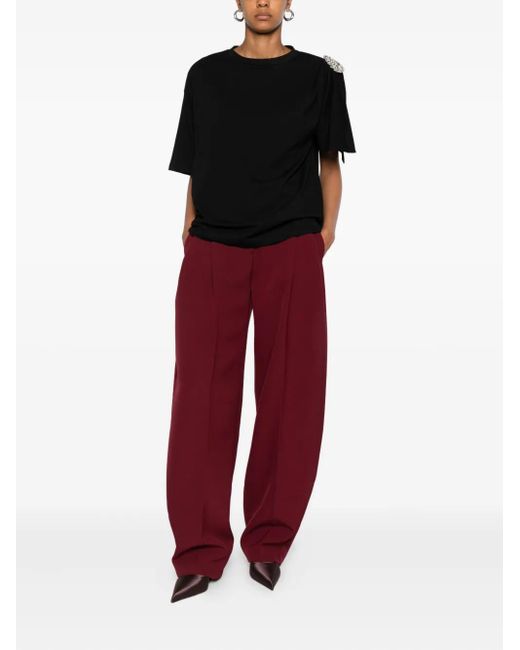 Area Black Embellished Puff-Sleeve Top