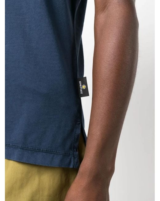 Star Point Blue Logo-Patch Cotton T-Shirt for men