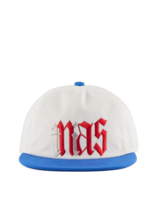 SAINT Mxxxxxx White X Nas Logo-Embroidered Baseball Cap