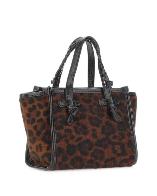 MARCELLA CLUB Brown Miss Marcella Animal-Print Leather Shoulder Bag